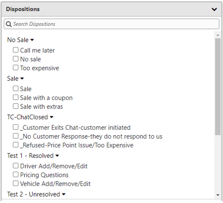 Check Disposition Search Dispositions