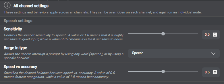 Example of speech settings in Mix.dialog
