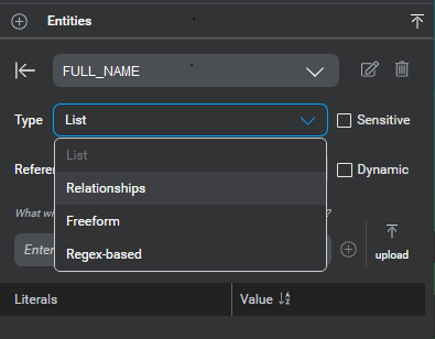 Select relationships entity type