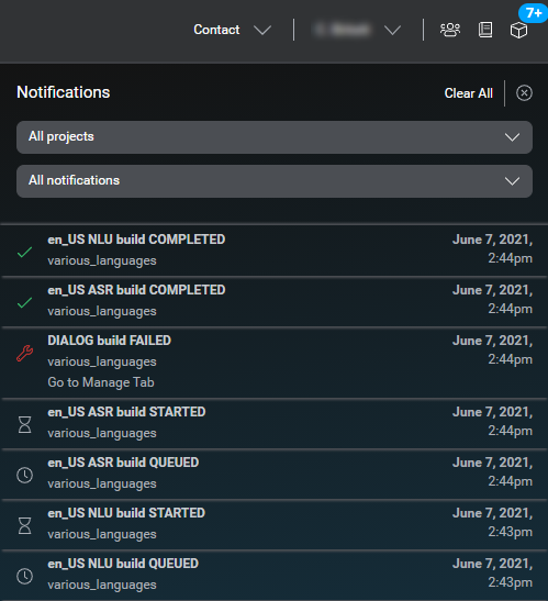 Sample showing Notifications panel