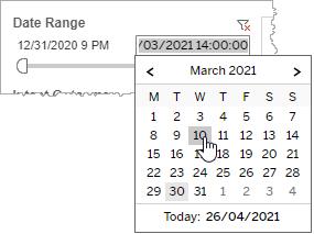 Visualization of calendar region in one of Date Range slider's date pickers