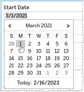 Visualization of date picker calender