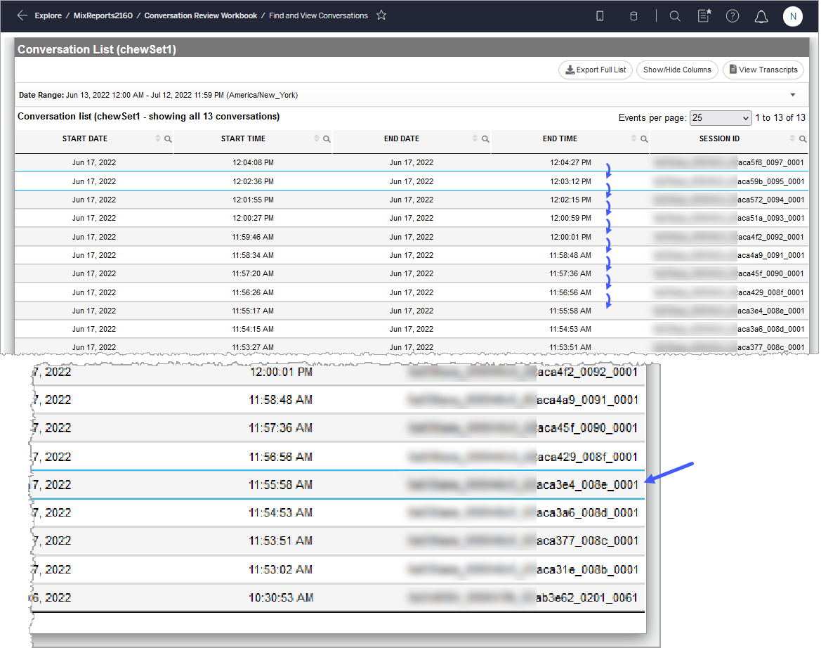 Screen capture detail illustrating using the TAB key to toggle through a list of items