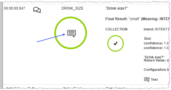 Screen capture showing symbol denoting user provided input on the Conversation View page