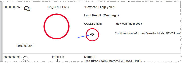 Screen capture showing user hang up in the current turn icon on the Conversation View page