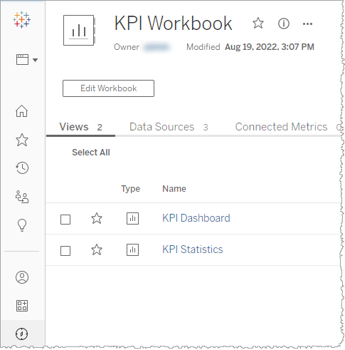 KPI workbook page showing KPI Dashboard and KPI Statistics