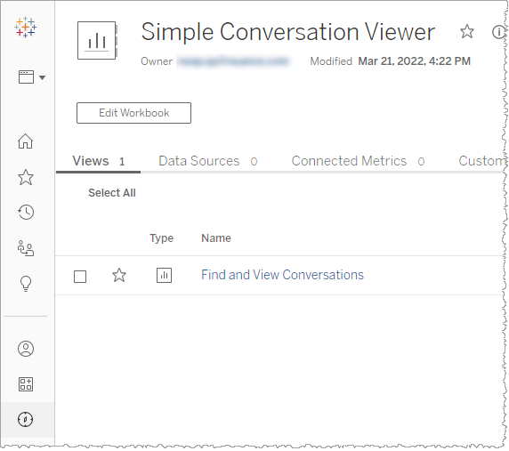Simple conversation review viewer page showing find and view conversations option