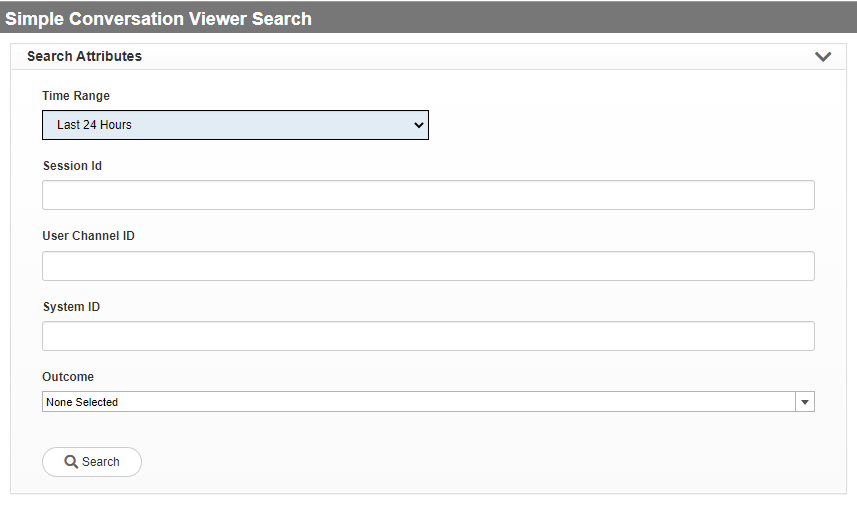 Simple conversation viewer search page showing different search attributes